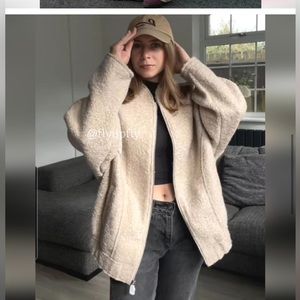 Zara oversized boucle bomber jacket